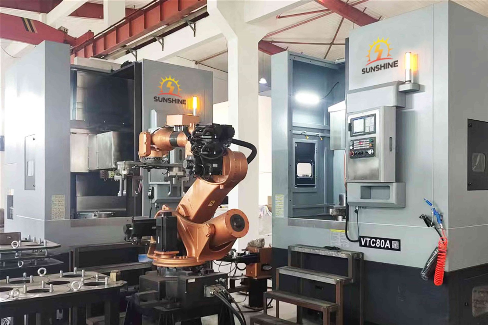 CNC vertical lathe brake disc with robotic arm CNC vertical lathe brake disc with robotic arm